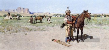 Indianer und Cowboy Werke - Up West Indian Ureinwohner Amerikas Henry Farny Satteln
